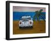 The VW Bug Series - The White Volkswagen Bug at the Beach-Martina Bleichner-Framed Art Print