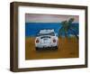 The VW Bug Series - The White Volkswagen Bug at the Beach-Martina Bleichner-Framed Art Print