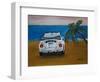 The VW Bug Series - The White Volkswagen Bug at the Beach-Martina Bleichner-Framed Art Print