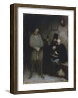 The Waiting Room, 1850, by Honore Daumier (1808-1879), Oil on Paper, 30X24 Cm. France, 19th Century-Honore Daumier-Framed Giclee Print