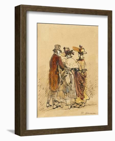 The Walk (Ink and W/C on Paper)-Henri Bonaventure Monnier-Framed Giclee Print