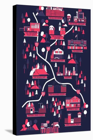 The Walking Dead Map-Robert Farkas-Stretched Canvas