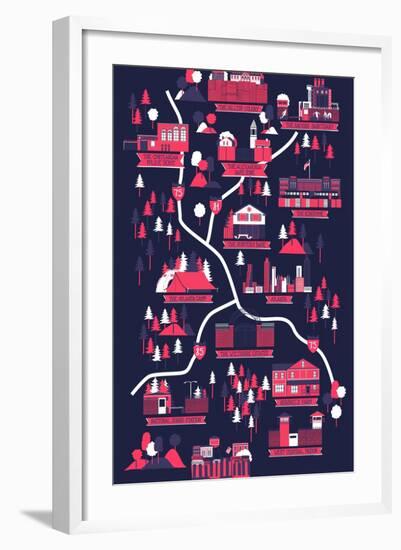 The Walking Dead Map-Robert Farkas-Framed Art Print