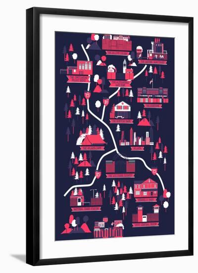 The Walking Dead Map-Robert Farkas-Framed Art Print