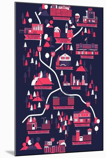 The Walking Dead Map-Robert Farkas-Mounted Art Print