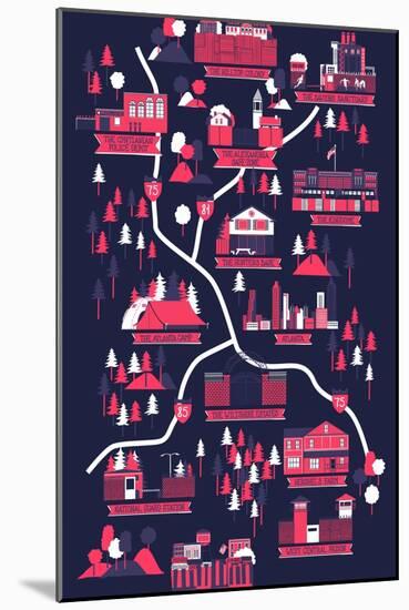 The Walking Dead Map-Robert Farkas-Mounted Art Print