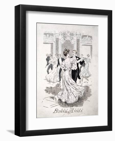 The Waltz, French New Year Card, Late 19th Century-null-Framed Giclee Print
