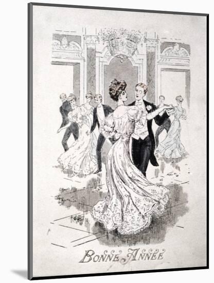 The Waltz, French New Year Card, Late 19th Century-null-Mounted Giclee Print