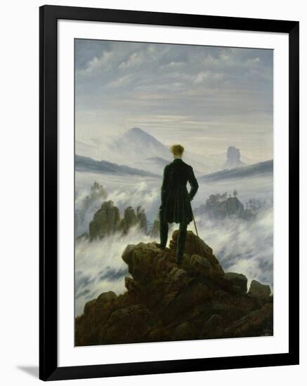 The Wanderer Above the Sea of Fog, about 1818-Caspar David Friedrich-Framed Premium Giclee Print