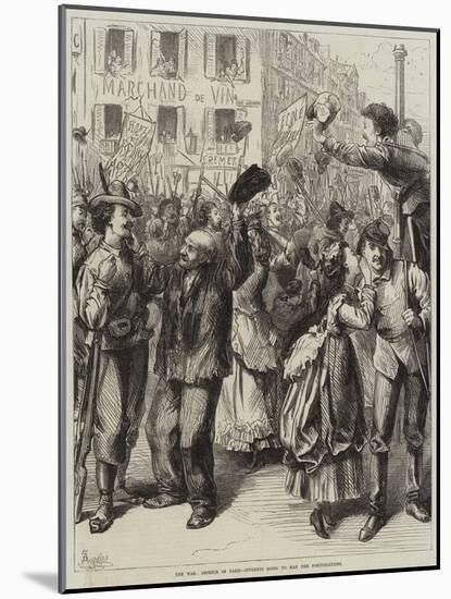 The War, Defence of Paris, Students Going to Man the Fortifications-Frederick Barnard-Mounted Giclee Print