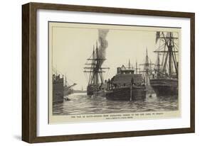 The War in Egypt, Engines from Alexandria Passing Up the Suez Canal to Ismailia-Charles William Wyllie-Framed Giclee Print
