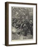 The War in Egypt, Naval Brigade Clearing the Streets of Alexandria with the Gatling Gun-null-Framed Giclee Print