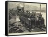The War in Egypt, the Armoured Train, Front of the Train, with Nordenfeldt Gun-William Heysham Overend-Framed Stretched Canvas