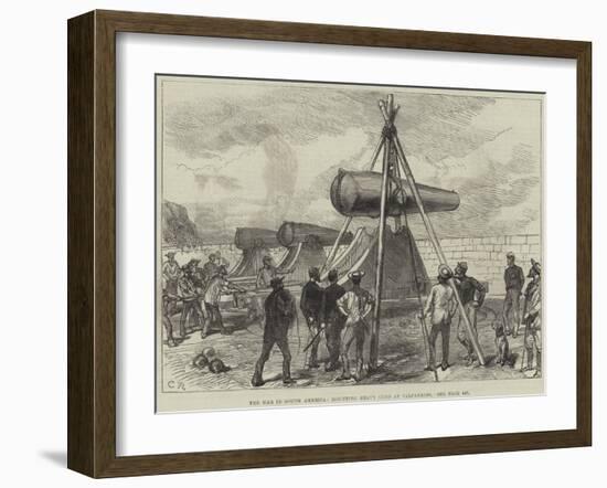 The War in South America, Mounting Heavy Guns at Valparaiso-null-Framed Giclee Print