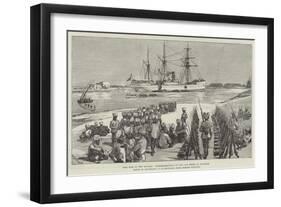 The War in the Soudan, Disembarkation of the 15th Sikhs at Souakim-William Heysham Overend-Framed Giclee Print