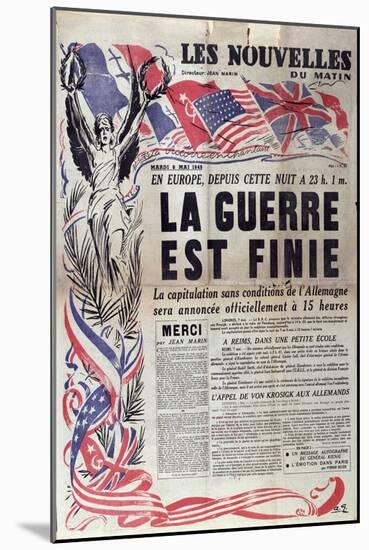 The War Is Over', Front Cover of the Newspaper 'The Morning News', 8th May 1945-null-Mounted Giclee Print