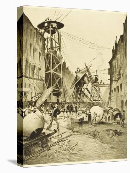 The War of the Worlds, after the Death of the Martian Invaders Londoners Examine Their Machines-Henrique Alvim Corr?a-Stretched Canvas