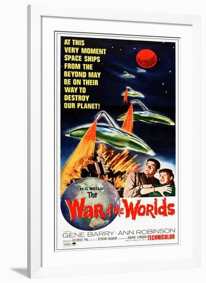 The War of the Worlds, Bottom from Left: Gene Barry, Ann Robinson on 1965 Poster Art, 1953-null-Framed Art Print