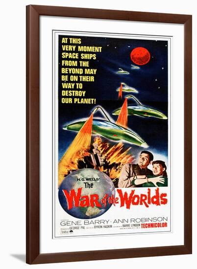 The War of the Worlds, Bottom from Left: Gene Barry, Ann Robinson on 1965 Poster Art, 1953-null-Framed Art Print