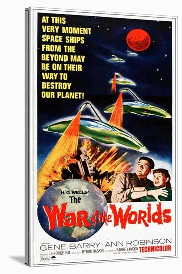 The War of the Worlds, Bottom from Left: Gene Barry, Ann Robinson on 1965 Poster Art, 1953-null-Stretched Canvas