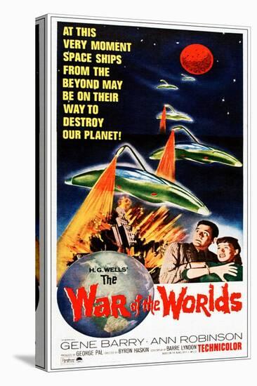The War of the Worlds, Bottom from Left: Gene Barry, Ann Robinson on 1965 Poster Art, 1953-null-Stretched Canvas