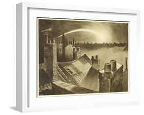 The War of the Worlds, The First ,Falling Star, is Seen Over the Rooftops of London-Henrique Alvim Corr?a-Framed Art Print