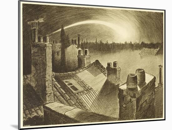 The War of the Worlds, The First ,Falling Star, is Seen Over the Rooftops of London-Henrique Alvim Corr?a-Mounted Art Print