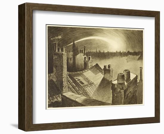 The War of the Worlds, The First ,Falling Star, is Seen Over the Rooftops of London-Henrique Alvim Corr?a-Framed Art Print