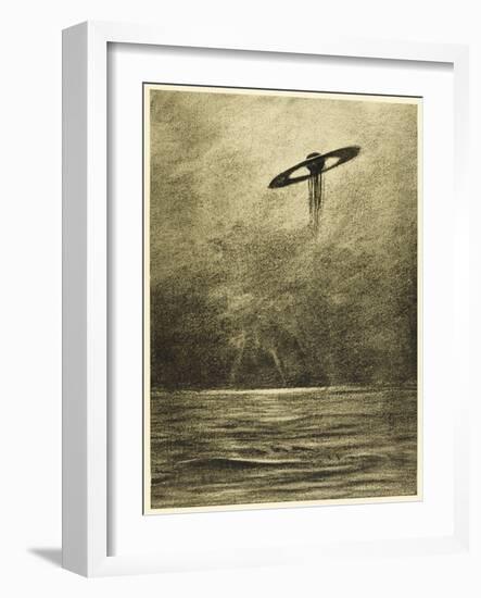 The War of the Worlds, The Martian Flying-Machine Over the English Channel-Henrique Alvim Corr?a-Framed Art Print