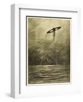 The War of the Worlds, The Martian Flying-Machine Over the English Channel-Henrique Alvim Corr?a-Framed Art Print