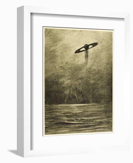 The War of the Worlds, The Martian Flying-Machine Over the English Channel-Henrique Alvim Corr?a-Framed Art Print