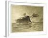 The War of the Worlds, The Torpedo-Boat's Brave Attack on the Martians-Henrique Alvim Corr?a-Framed Art Print