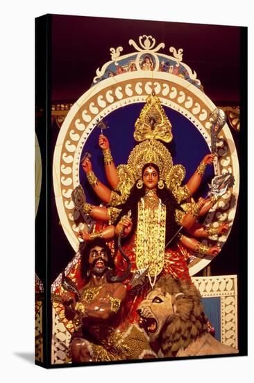The Warrior Goddess Durga Slaying the Demon Mahesasura-null-Stretched Canvas