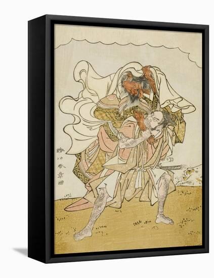 The Warrior Omori Hikoshichi Carrying a Female Demon on His Back, C.1772-Katsukawa Shunsho-Framed Stretched Canvas