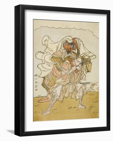 The Warrior Omori Hikoshichi Carrying a Female Demon on His Back, C.1772-Katsukawa Shunsho-Framed Giclee Print