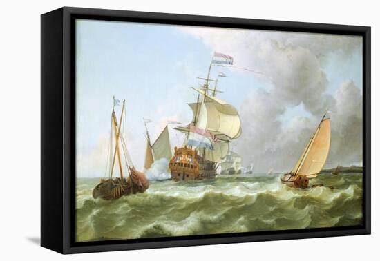 The Warship 'Hollandia' in Full Sail-Ludolf Backhuysen-Framed Stretched Canvas