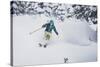 The Wasatch Gets Slammed. Mali Noyes Storm Skiing, Alta Ski Area, Utah-Louis Arevalo-Stretched Canvas