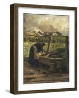 The Washer at the Fountain, 1887-Giovanni Segantini-Framed Giclee Print