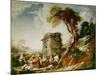 The Washerwomen, C.1730 (Oil on Canvas)-Francois Boucher-Mounted Giclee Print