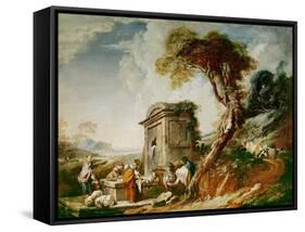 The Washerwomen, C.1730 (Oil on Canvas)-Francois Boucher-Framed Stretched Canvas