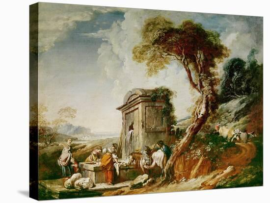 The Washerwomen, C.1730 (Oil on Canvas)-Francois Boucher-Stretched Canvas
