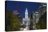 The Washington Monument and Downtown Skyline, Philadelphia.-Jon Hicks-Stretched Canvas