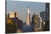 The Washington Monument and Downtown Skyline, Philadelphia.-Jon Hicks-Stretched Canvas