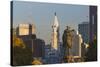 The Washington Monument and Downtown Skyline, Philadelphia.-Jon Hicks-Stretched Canvas