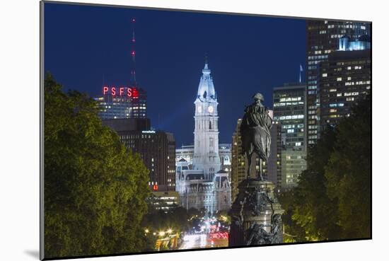 The Washington Monument and Downtown Skyline, Philadelphia.-Jon Hicks-Mounted Photographic Print