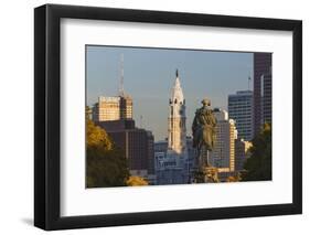 The Washington Monument and Downtown Skyline, Philadelphia.-Jon Hicks-Framed Photographic Print