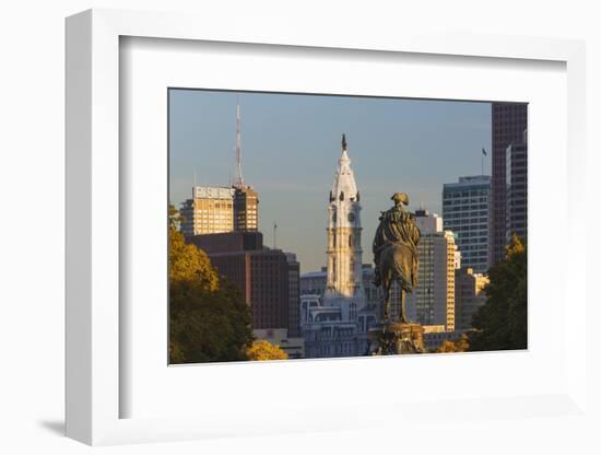 The Washington Monument and Downtown Skyline, Philadelphia.-Jon Hicks-Framed Photographic Print