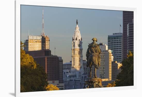 The Washington Monument and Downtown Skyline, Philadelphia.-Jon Hicks-Framed Photographic Print