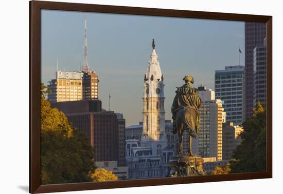 The Washington Monument and Downtown Skyline, Philadelphia.-Jon Hicks-Framed Photographic Print