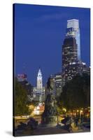 The Washington Monument and Downtown Skyline, Philadelphia.-Jon Hicks-Stretched Canvas